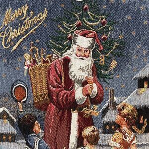 Hmk Woven Tapestry Throw Blanket Christmas Holiday Santa Victorian 42x50 Vintage